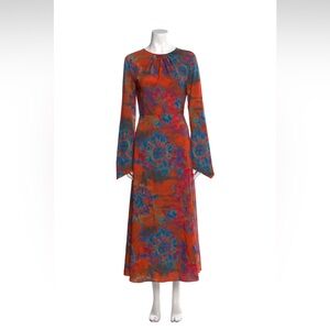 Ronny Kobo Mara Dress Abstract Orange/Blue Tie Dye size Small